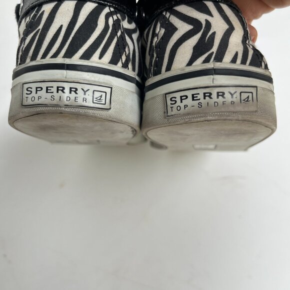 Sperry Top Sider Womens Black White Zebra Print Boat Shoes, Size 9.5 - Picture 6 of 11